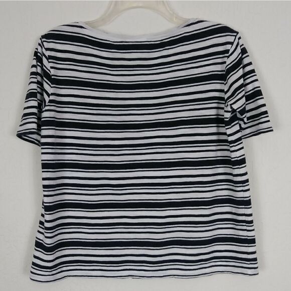 J. Jill Black & White Striped Oversized T-shirt - Picture 2 of 5